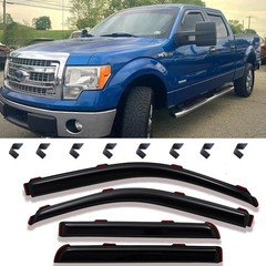 in-Channel Window Deflectors for Ford F-150 2009-2014 SuperCrew Cab, Dark Smo…