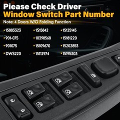 Power Window Switch Driver Side – Compatible with 15883323 Switch With Panel