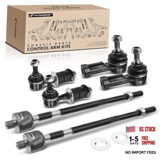 Set of 6, Front Sway Bar Link, Inner Outer Tie Rod End, Compatible with
