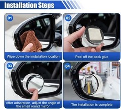 2PCS 2″ Round HD Glass Convex Rear View Mirror, 360° Rotate Wide Color: Black