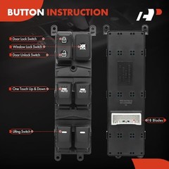 Front Left Driver Side Power Window Switch – Auto Up & Down – Compatible