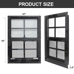 12″ x 18″ Tempered Glass Shed Windows, 2-Pack Small Sliding for Coop, Garage, Ba