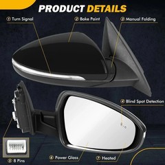 Side Mirror Compatible with KIA Forte 2019 2020 2021 2022 2023 2024, Right