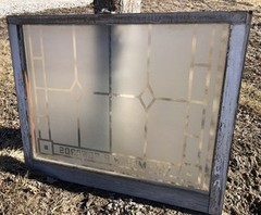 Etched Frosted Clear Glass Vintage Church Window, Architectural Art Glass, I,