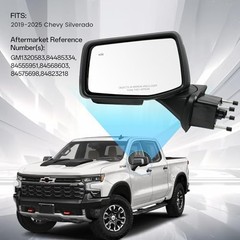 Driver Side Door Mirror for 2019-2024 Chevy Silverado 1500, with Heated Left
