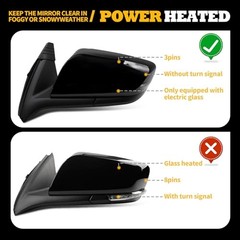 Gloss Black Driver Side Mirror Assembly Compatible with 2014-2019 Impala Left