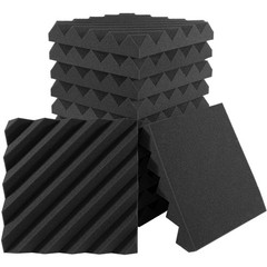Foroomaco Slash Acoustic Foam Panels, 12 x 12 x 2 in, 12 Pack, Black | Linear…