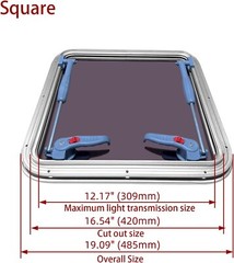 ISURE MARINE Anodized Aluminum Push Out Deck Hatch Square Opening Boat Yacht