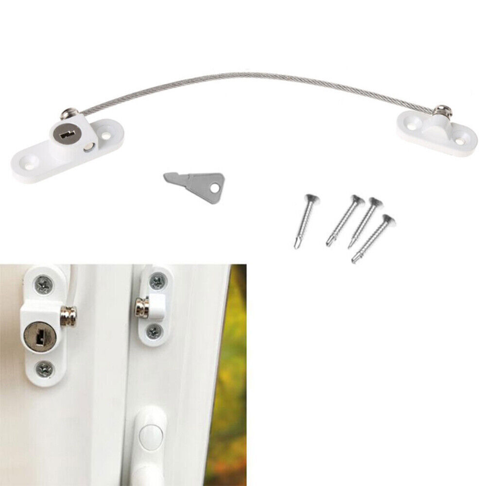 Child Door Window Restrictor Baby Safety Security Cable Locks Catch Wire Key