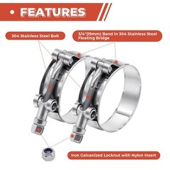 24 Pack 12 Size T-Bolt Hose Clamps, Stainless Steel_304 Working Range 28mm-11…