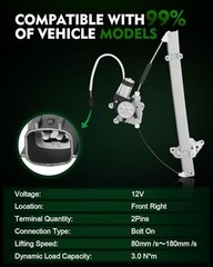 741-349 Front Right Passenger Side Power Window Regulator with Motor for: