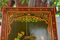Antique Wooden Window Hand Painted Radha Krishna Rajasthani Wall Hanging Frame