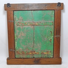Antique Wooden Wall Décor Window Panel Frame Original Old Hand Crafted Painted