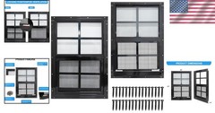 Small Shed Window, 18×23 Flush Mount, Black Frame, 2 Pack