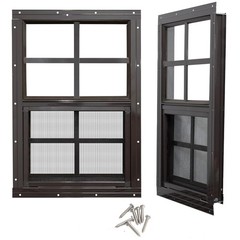2 Pack 12×18 Shed Windows Black Frame Tempered Glass
