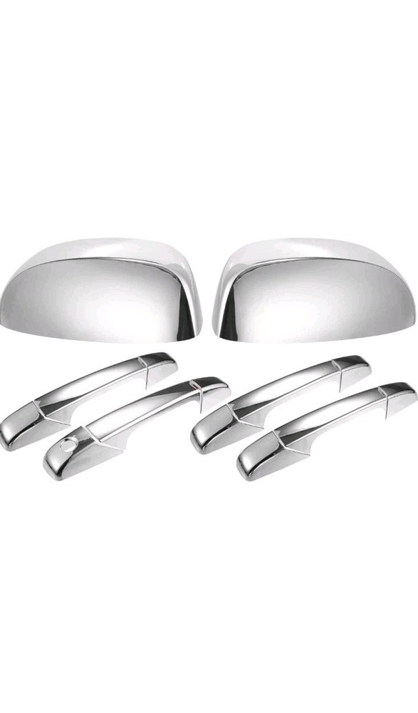 Set Triple Chrome Plated TOP HALF Mirror Cover Cap + Handle Cover Overlays