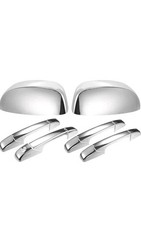 Set Triple Chrome Plated TOP HALF Mirror Cover Cap + Handle Cover Overlays