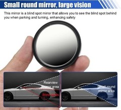 2PCS 2″ Round HD Glass Convex Rear View Mirror, 360° Rotate Wide Color: Black