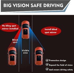 2 PCS Car Blind Spot Mirror, 1.96″ Fan-shaped HD Frameless Wide-angle Exterior R