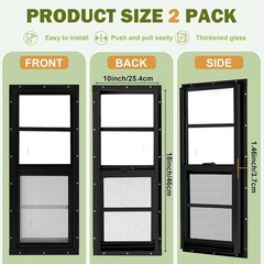 2 Pack Shed Windows, 10″X18″ Sliding Windows, Transom Window W/ Tempered Glass