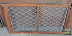 28″ x 49″ Leaded Glass Window in Oak Sash, Diamond Pattern