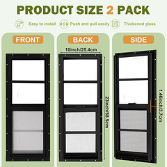 2 Pack Shed Windows, 10″X 23″ Black Sliding Window Suitable for Chicken Coop, Sh