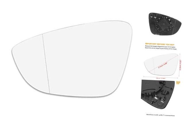 Mirror Glass Heated with Backing Plate Driver Side Left Side Rear View Mirror