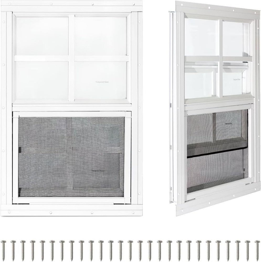 2 Pack Shed Windows14″ x 21″ Small Sliding Windows,Flush Mount Windows