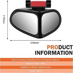 2 PCS Car Blind Spot Mirror, Double-Sided Wide Angle 360 Degree Adjustable Rearv