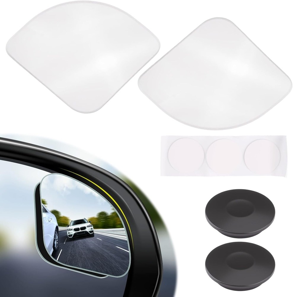 2Pcs Blind Spot Mirror for Car, HD Glass Frameless Convex 360° Wide Angle Adjust