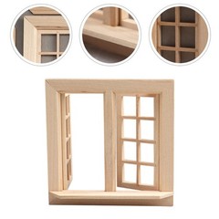 Mini House Adornment Mini Blank Window Model Uncolored Wooden Window