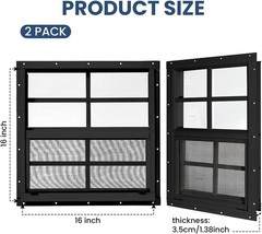 COLORPAPA 2 Pack Shed Windows 16x16in Sliding Tempered Glass