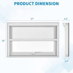 36″x24″ 5 mm Reinforced Glass Sliding Window 4 Gear Adjustment Roof Window