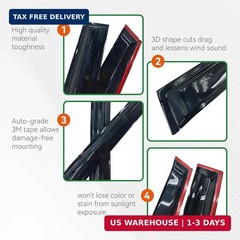 Window Visor Tape-on Side for 2009-2014 Ford F-150 SuperCrew, Window Deflectors
