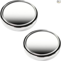 2″ Round HD Glass Convex Rear View Mirror, 360° Rotating Wide An Color: Silver