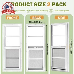 2 Pack Shed Windows, 10″x 18″ White Sliding Window Suitable for Chicken Coop, sh