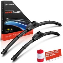 Pack of 2 Windshield Wiper Blades with Wear Indicator & Towel – Compatible