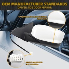Driver Left Side Mirror Compatible with 2013-2017 Honda Accord Wihte Left