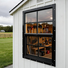 18″ X 27″ Black Shed Windows 2 Pack,Small Windows with Tempered Glass – Flush Mo