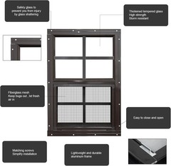 Aluminum 12×18 Shed Windows with Tempered Glass – 2 Pack for Easy Installation