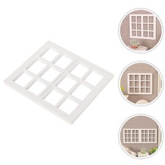 8 Pcs Miniature Wooden Window Frames Dollhouse Craft Models Diy Decoration Set