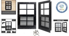 Weather-Resistant Black Shed Windows 14″ x 21″ with Tempered Glass – 2 Pack