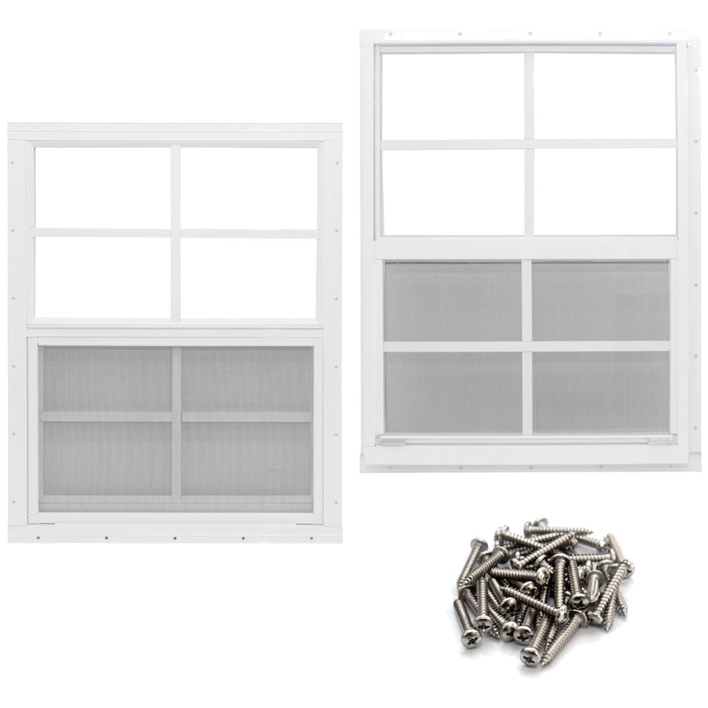 Wind Resistant Shed Window 2-Pack, Tempered Glass/`