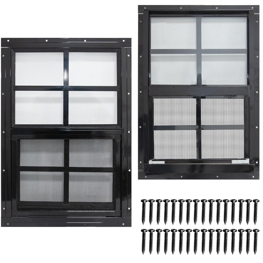 High Strength 12×18 Shed Windows with Tempered Glass, 2 Pack//
