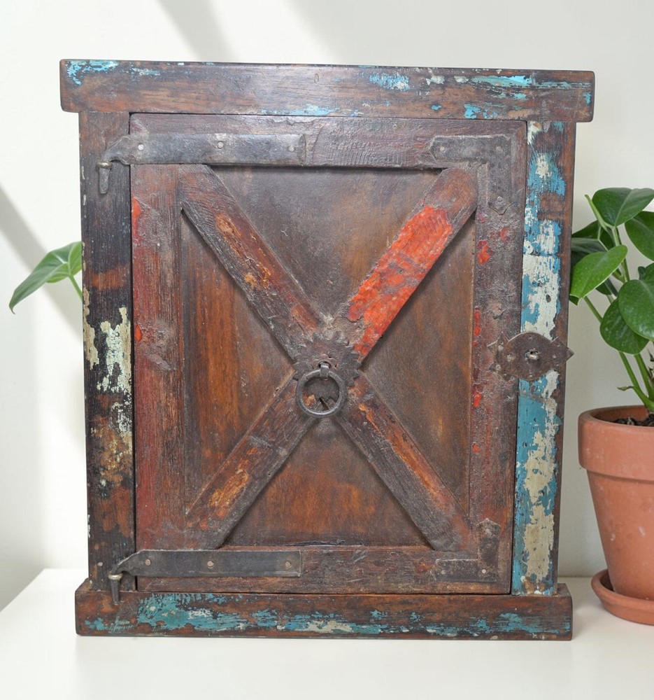 Antique Wooden Wall Décor Window Panel Frame Original Old Hand Crafted
