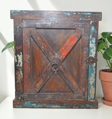 Antique Wooden Wall Décor Window Panel Frame Original Old Hand Crafted