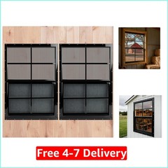 24″ x 36″ Black Shed Windows 2 Pack,Small Windows with Tempered Glass – Flush.