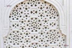 Taj Carved Indian Marble Window, Ornate Lattice Wall Panel, Marble Screen