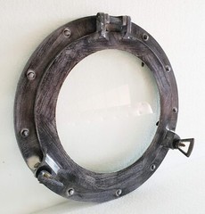 12″ Maritime Antique Black Round Window Glass Nautical Boat Ship Porthole