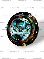 Beautiful Handmade Wooden Porthole-Window Mirror Round Glass Nautical Wall Decor